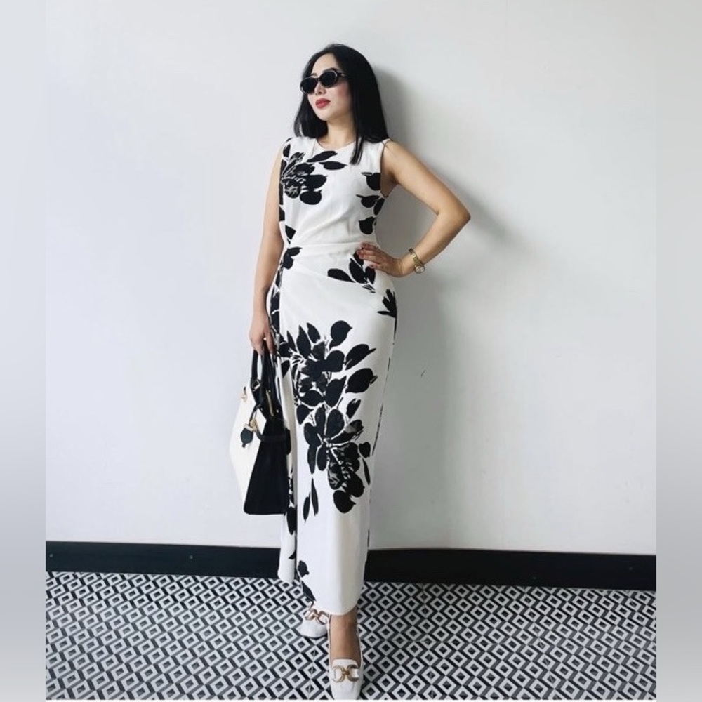 Zara NWT 🖤🤍Black and White Floral Maxi Dress